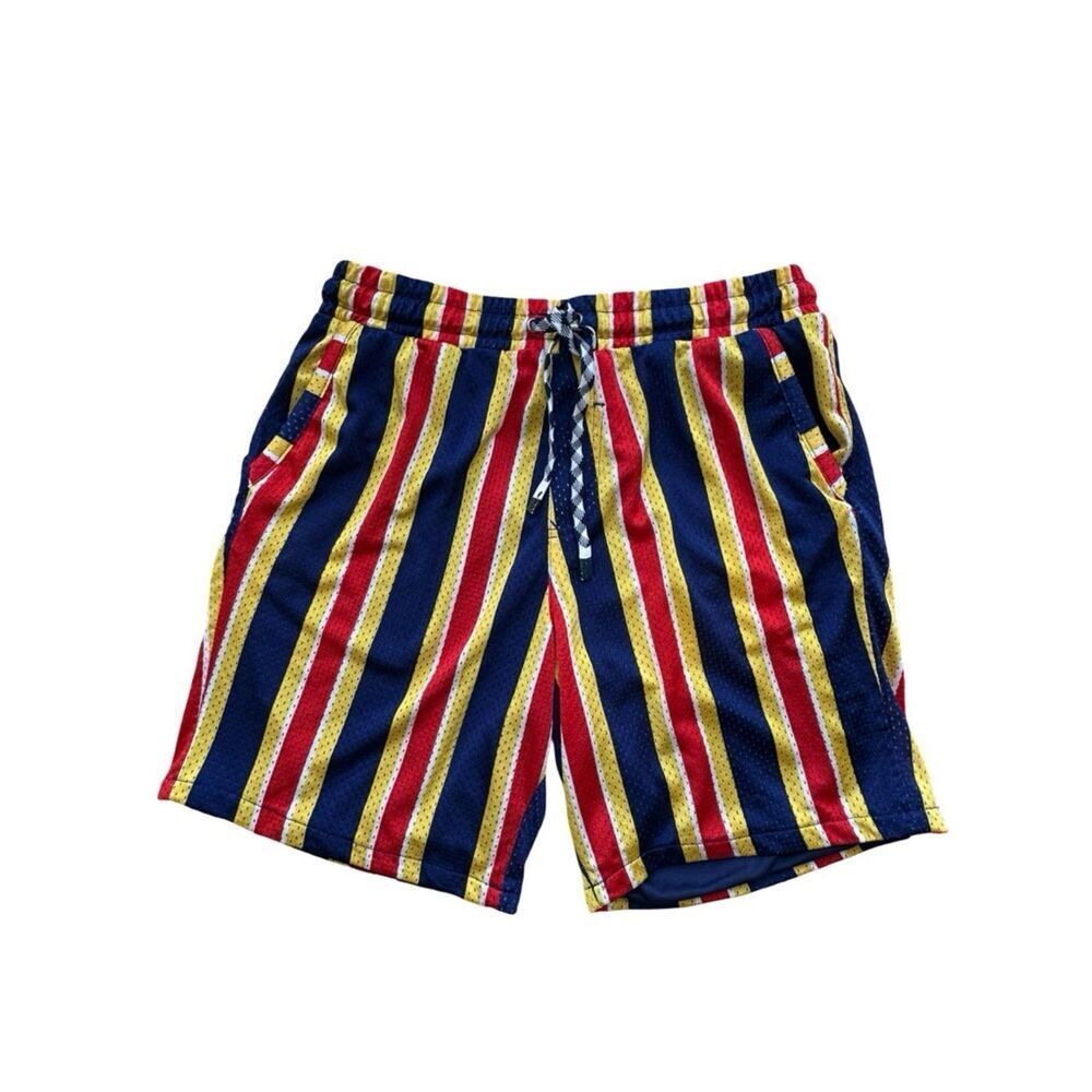DRILL CLOTHING CO. Red Blue & Yellow Graphic Shorts Size Large